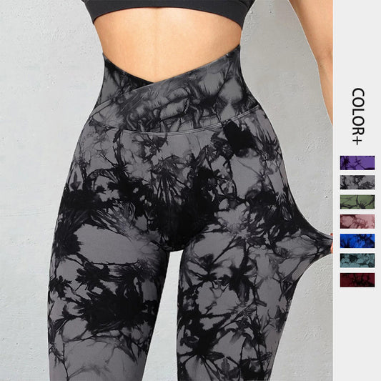Seamless Tie Dye and Push Up Sport Fitness .Gym Leggings
